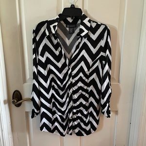 INC x-large button up black and white stripe blouse